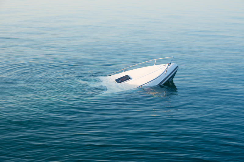 A sunken boat after an accident.
