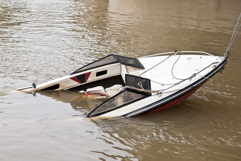 A boat damaged in an accident near Montgomery.