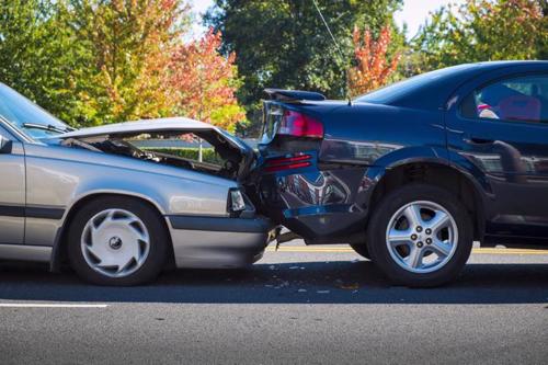 A rear-end car accident on a Montgomery job site.